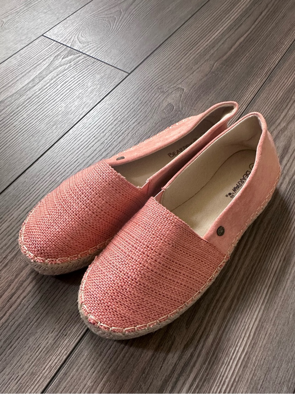 BEARPAW Coral Pink Espadrille Slip-On Flats Size 8
